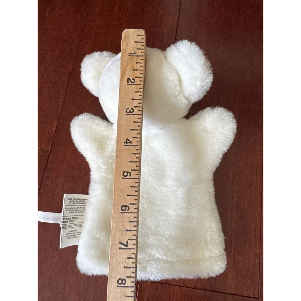 Pier 1 Imports White Polar Bear Hand Puppet Plush Faux Fur Toy 8 Inch